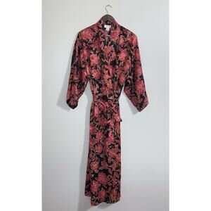 Vintage Victoria’s Secret Red Floral Seep Intimates Long Kimono Robe Size M/L